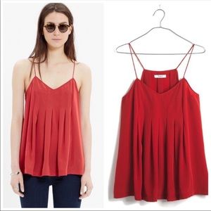 Madewell Red Pleated Cami Tank Top